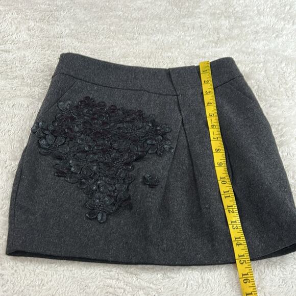 S. Deer embroidered dark grey mini skirt, size small - Picture 3 of 6